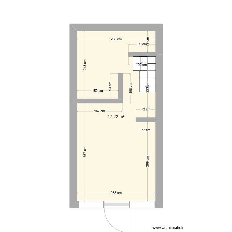 lot soin galerie gare apres travaux. Plan de 1 pièce et 17 m2