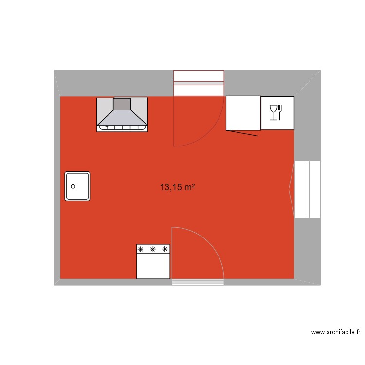 CUISINE CAMON. Plan de 1 pièce et 13 m2