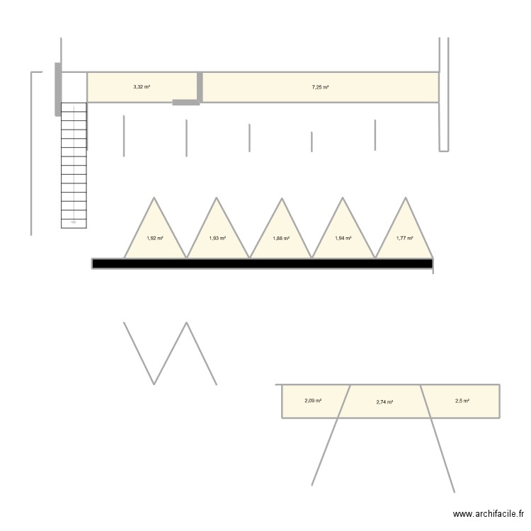 mezannin a. Plan de 11 pièces et 31 m2