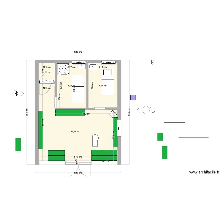 AHAVA 20-12. Plan de 4 pièces et 39 m2