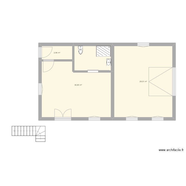 Mexico 3 appt. Plan de 4 pièces et 129 m2