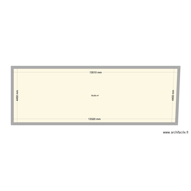 Zone 2. Plan de 1 pièce et 60 m2