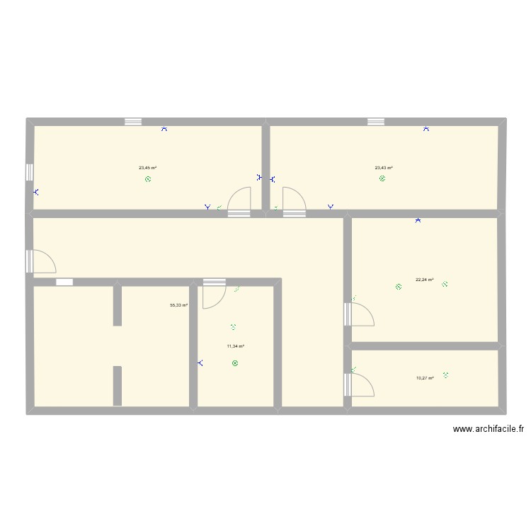 cour. Plan de 6 pièces et 146 m2