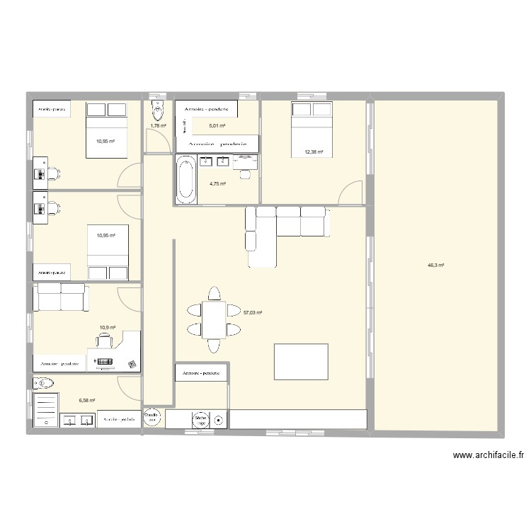 parrain et laurie. Plan de 10 pièces et 167 m2