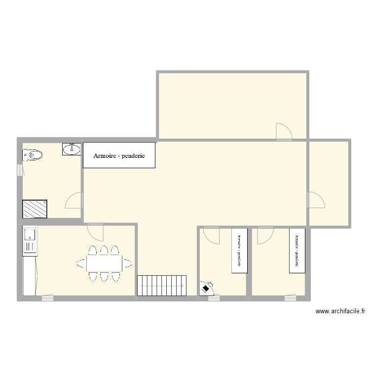 Etage cab. Plan de 7 pièces et 139 m2