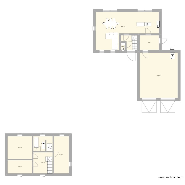 7x11_1g. Plan de 10 pièces et 172 m2