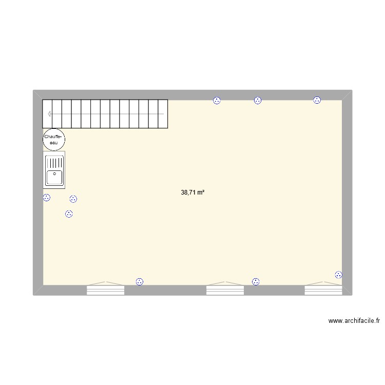 1er etage puy lévèque. Plan de 1 pièce et 39 m2