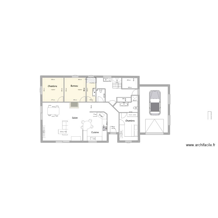 Rez chaussée 16 complet. Plan de 2 pièces et 28 m2