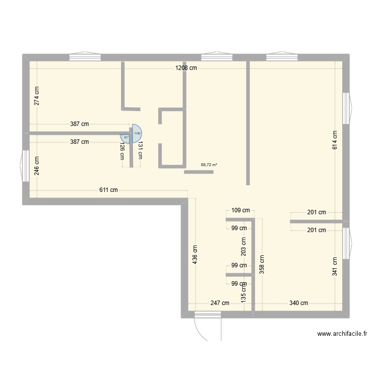 Delacroix . Plan de 1 pièce et 89 m2