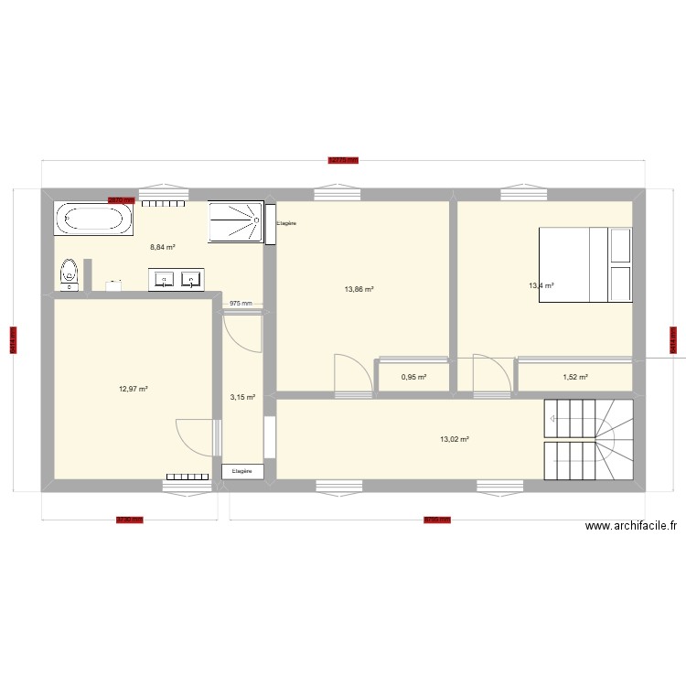 PLAN MAISON SAINT LIN. Plan de 8 pièces et 68 m2