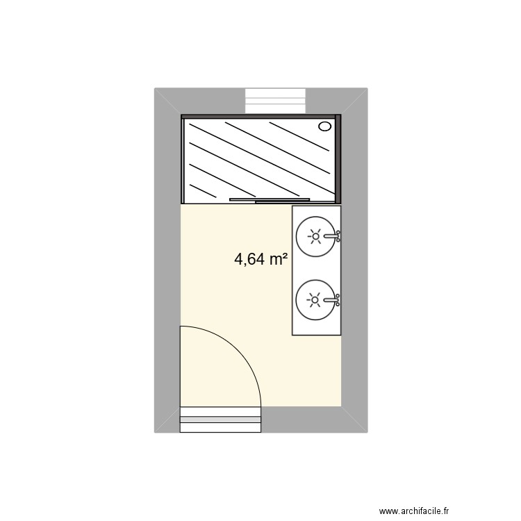 Salle d'eau. Plan de 1 pièce et 5 m2