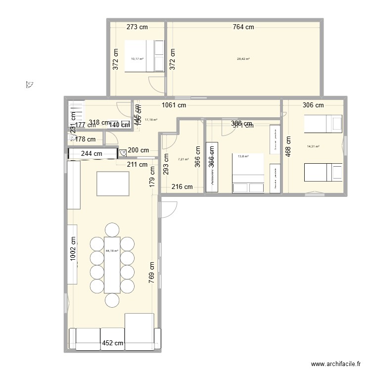 La Couarde V5. Plan de 7 pièces et 135 m2