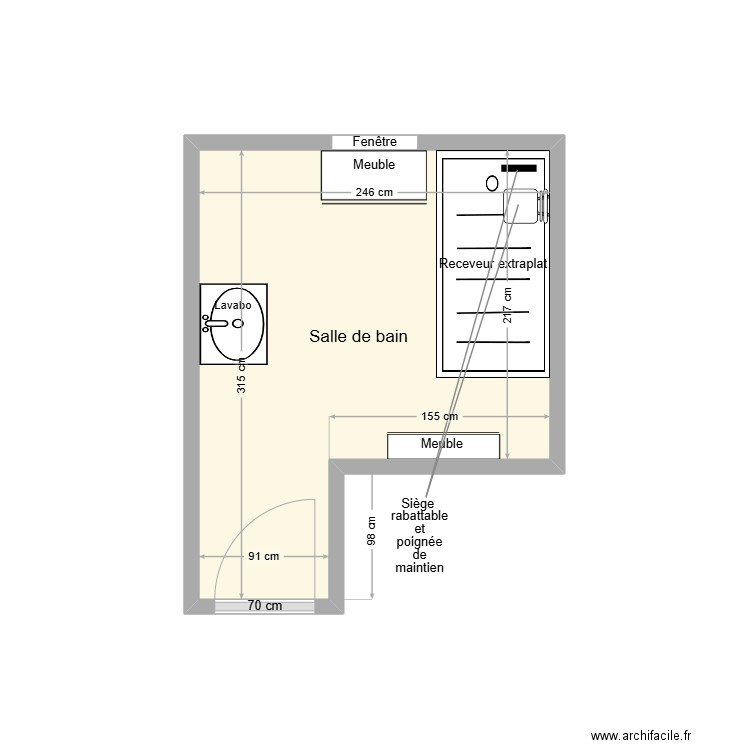 HERRIG SDB adaptation. Plan de 1 pièce et 6 m2