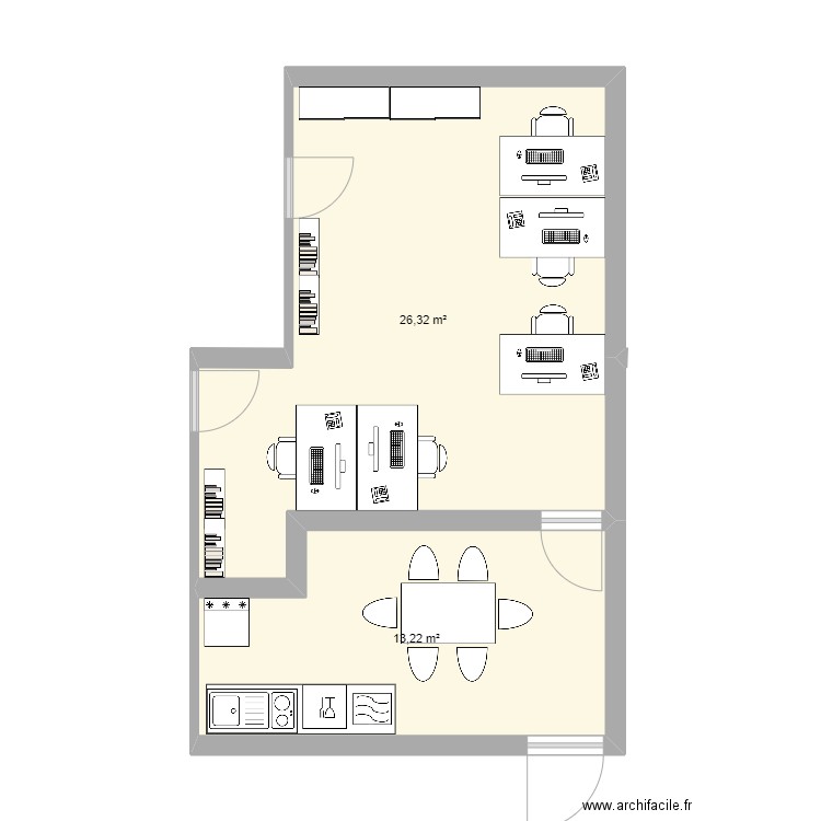 SMI. Plan de 2 pièces et 40 m2