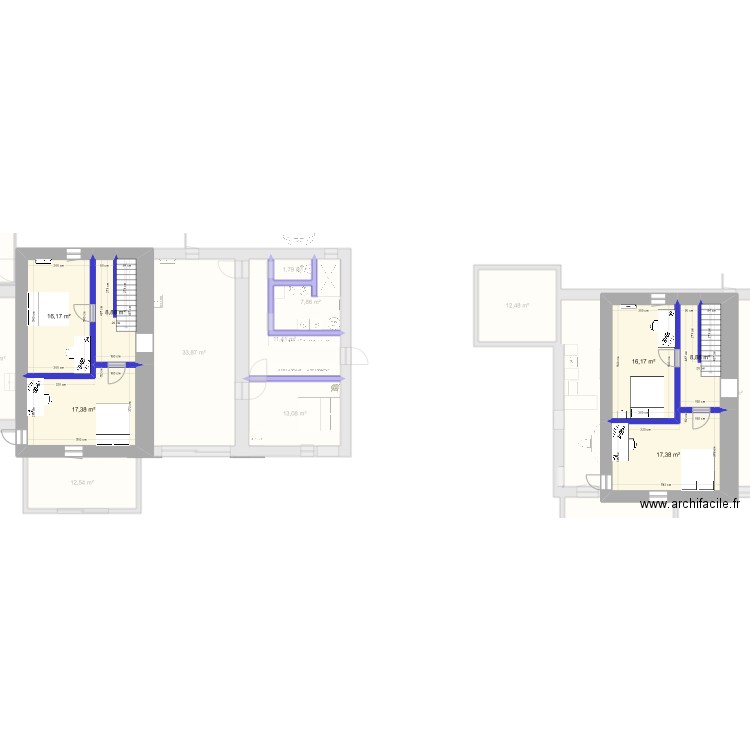 Maison parigny la rose. Plan de 18 pièces et 377 m2