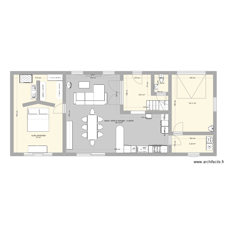 maison. Plan de 6 pièces et 103 m2