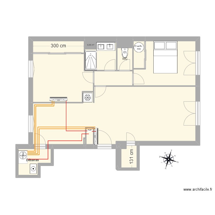 JULES Projet 2 CLIM . Plan de 15 pièces et 58 m2