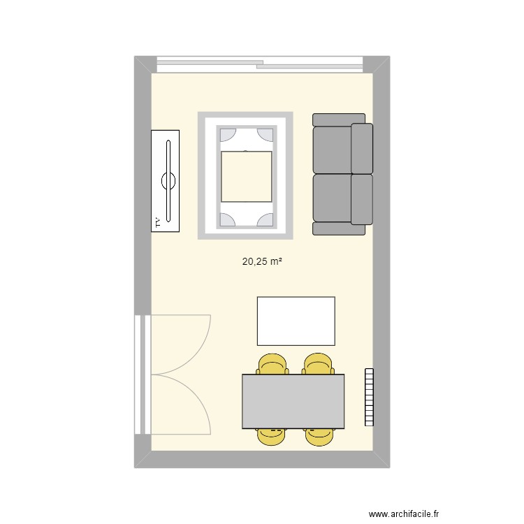 Appt_mobilier_salon. Plan de 1 pièce et 20 m2