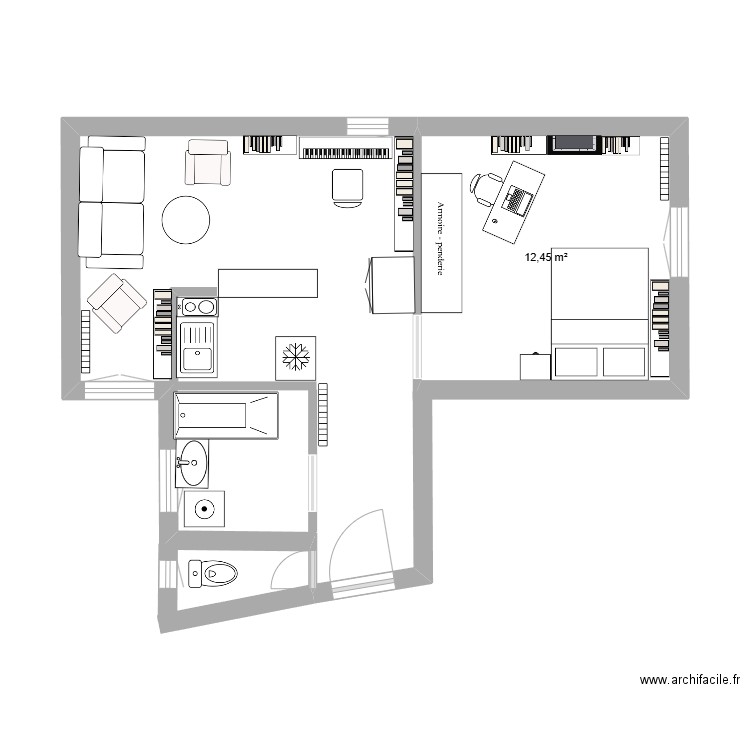 Geoffrey 2. Plan de 1 pièce et 12 m2