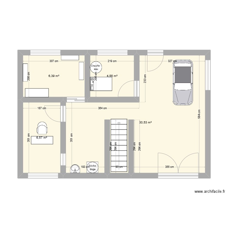 maison 2. Plan de 4 pièces et 48 m2