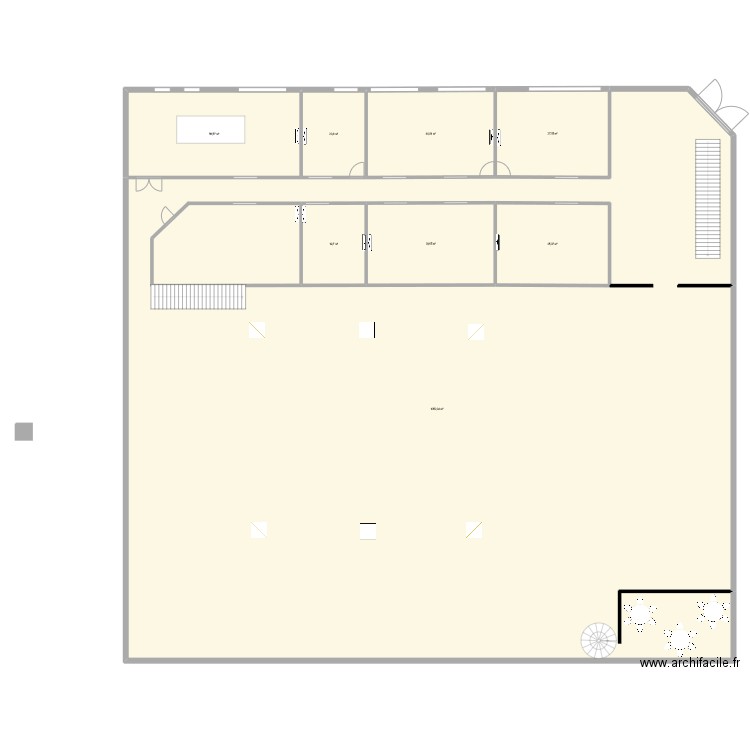 esquisse empreinte local r+1. Plan de 8 pièces et 1406 m2