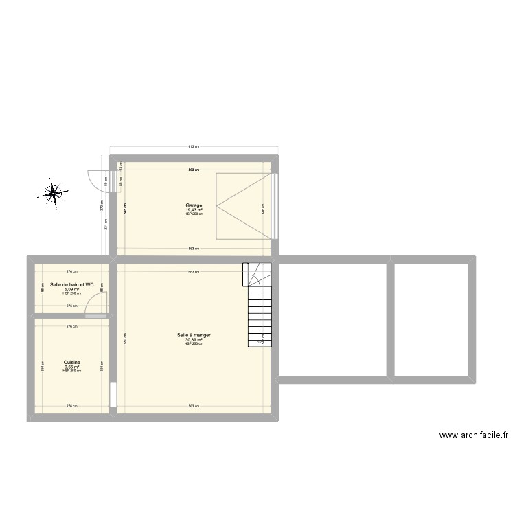 plan extension 22. Plan de 4 pièces et 65 m2