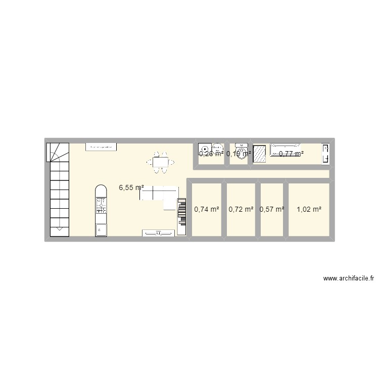 Stabulation. Plan de 8 pièces et 11 m2