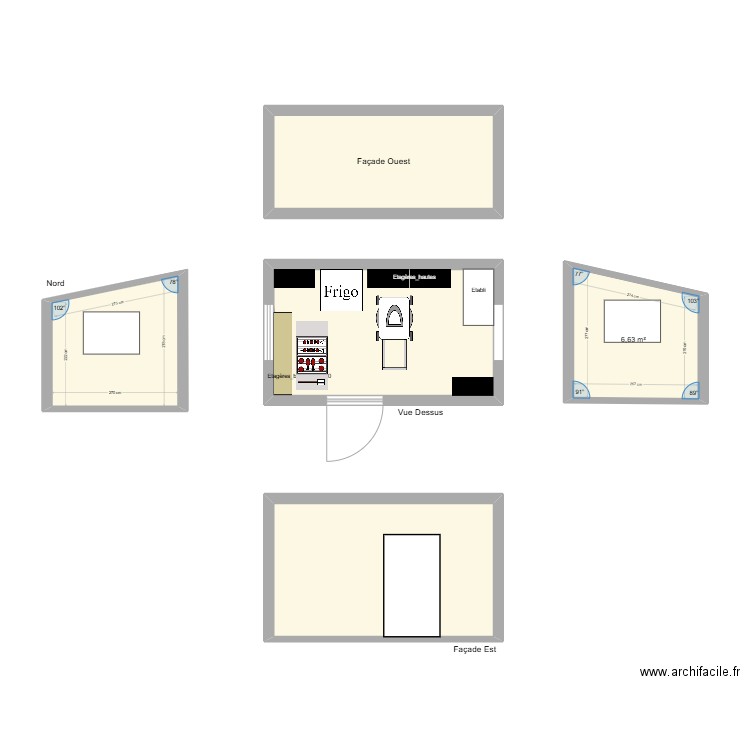 Cabanon Aménagement. Plan de 5 pièces et 49 m2