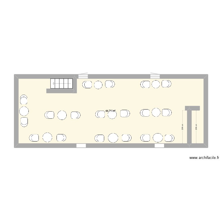 espace cafe slb DHIELLE. Plan de 1 pièce et 45 m2