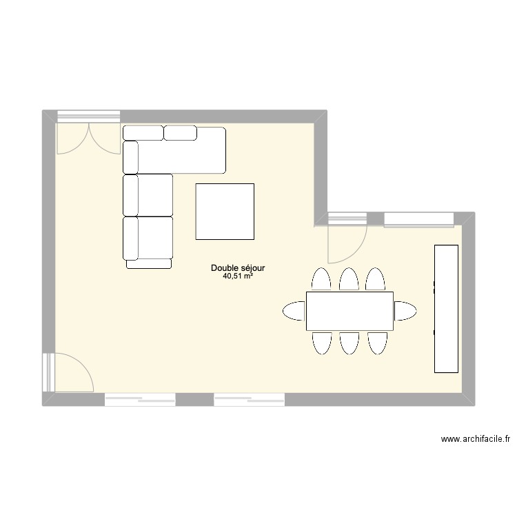 Salle A Manger Salon. Plan de 1 pièce et 41 m2