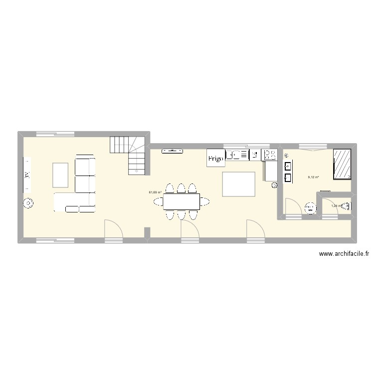 PATAUDIERE2. Plan de 3 pièces et 72 m2