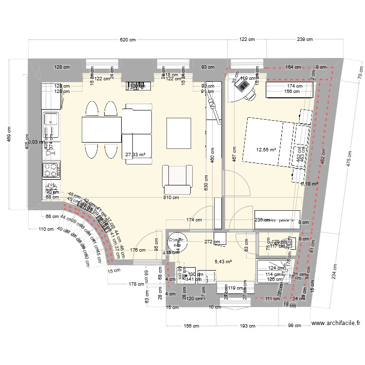 2024-09-04 Tunnel6 bas isolé aménagé D. Plan de 6 pièces et 46 m2