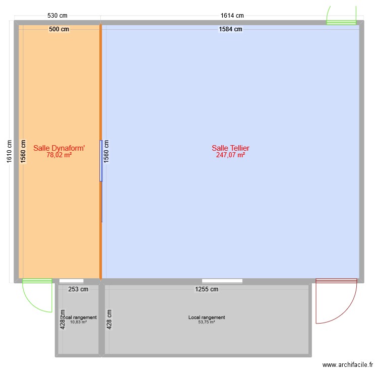 Dynaform1. Plan de 4 pièces et 390 m2