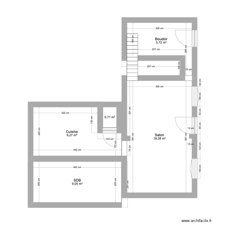 Plan des Dages. Plan de 5 pièces et 43 m2