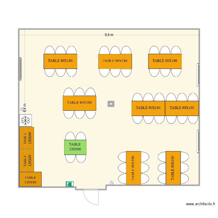 salle 3. Plan de 2 pièces et 80 m2