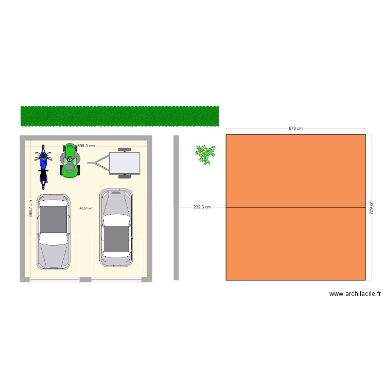 garage Damien. Plan de 1 pièce et 40 m2