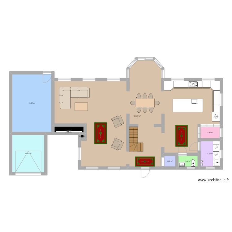 cottage suite. Plan de 9 pièces et 146 m2