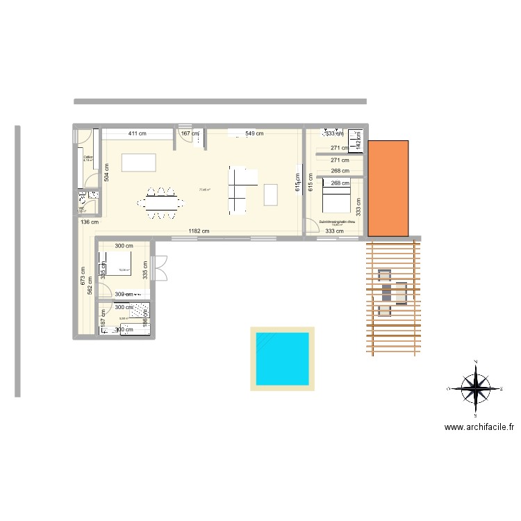 MAISON L 100 m². Plan de 6 pièces et 119 m2