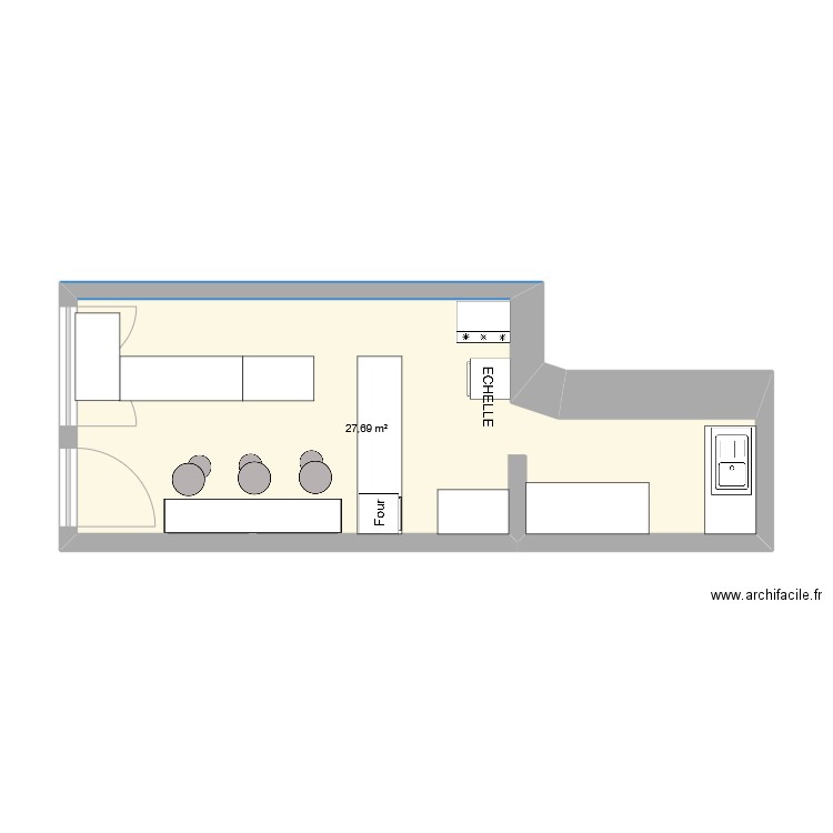 COOKIERICO. Plan de 1 pièce et 28 m2