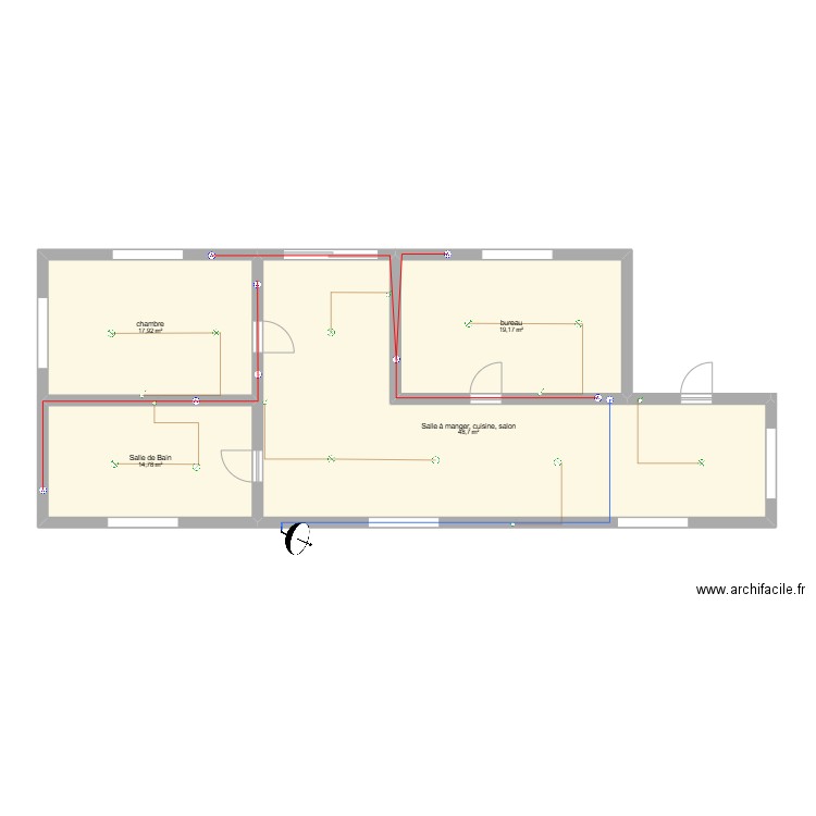 maison 100 m^2 électricité. Plan de 4 pièces et 101 m2