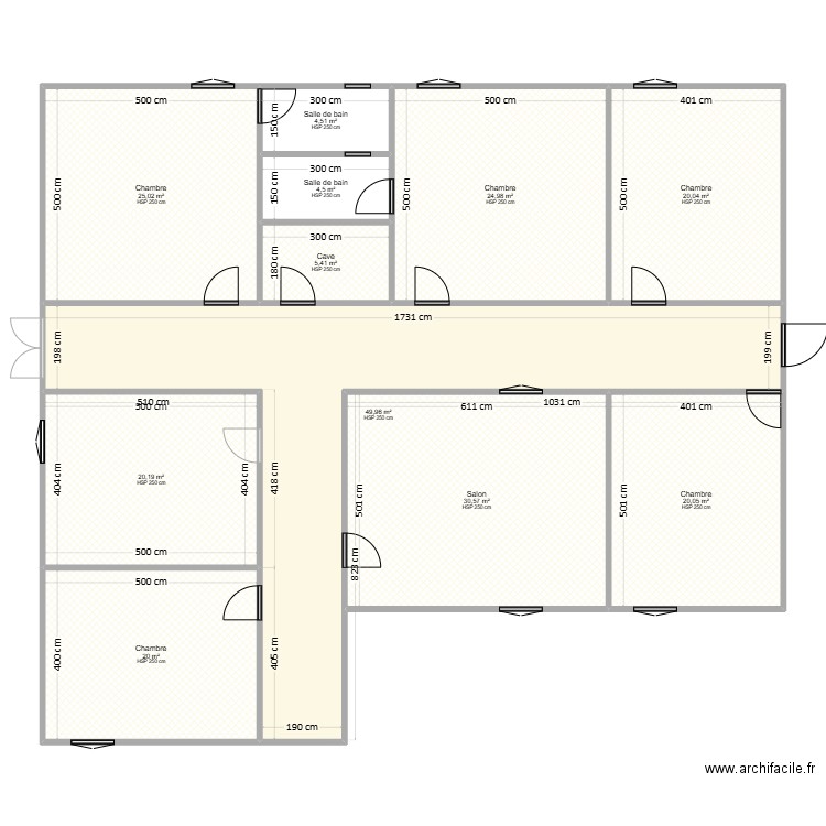 jonambalde1. Plan de 11 pièces et 266 m2