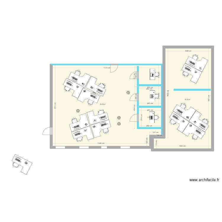 SAAD open space  V2. Plan de 3 pièces et 154 m2