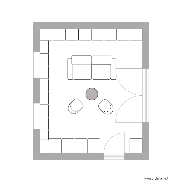 Biblio. Plan de 1 pièce et 19 m2