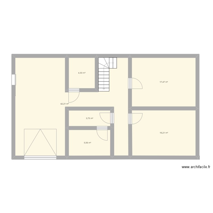 Plan_Floury_RDC. Plan de 6 pièces et 90 m2