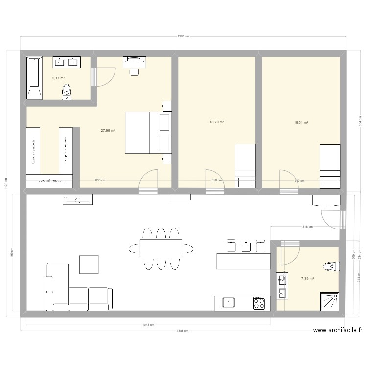 Loxi. Plan de 5 pièces et 78 m2