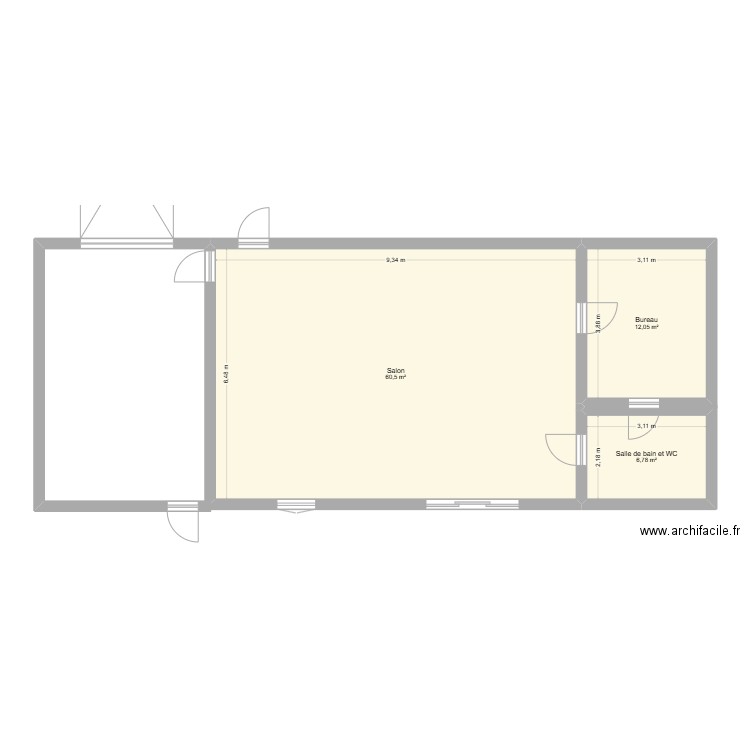 maison famille gomes. Plan de 3 pièces et 79 m2