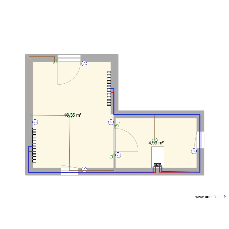  bbgr. Plan de 2 pièces et 15 m2