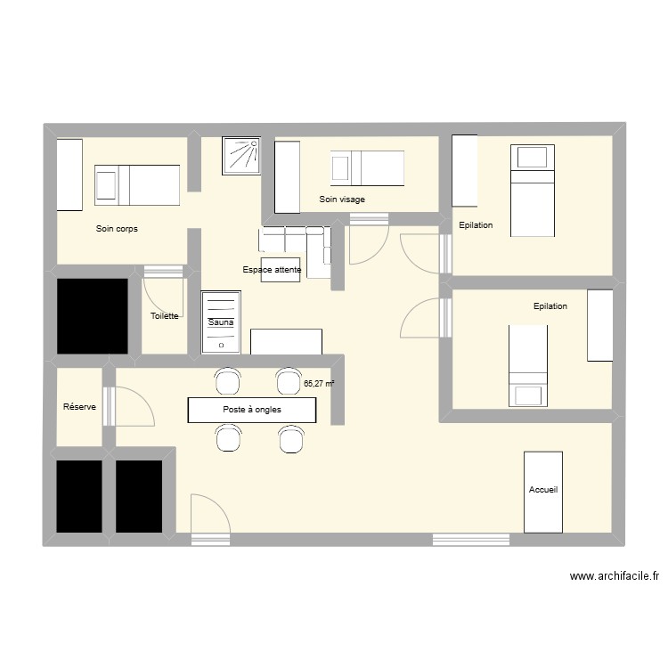 Institut. Plan de 7 pièces et 82 m2