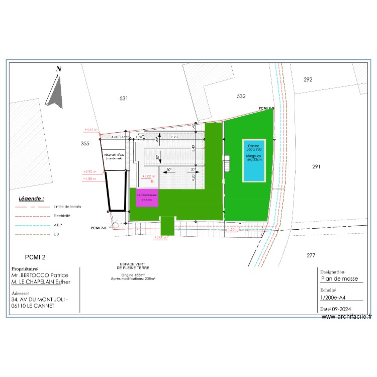 PCMI-2-SURFACES PLEINE TERRE. Plan de 5 pièces et 163 m2