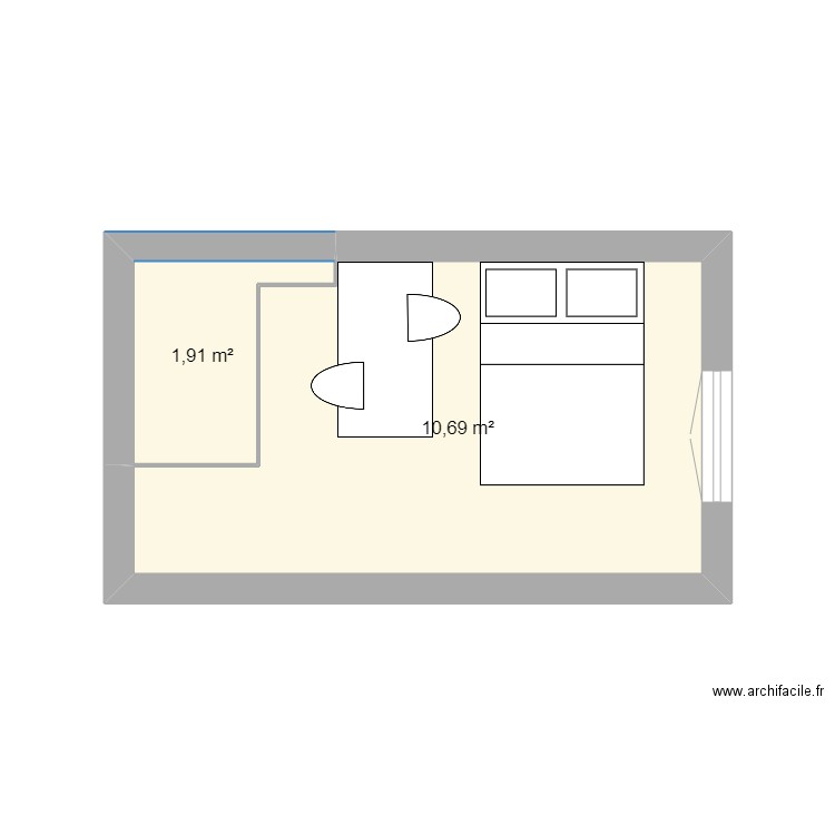 Pradier With Love. Plan de 2 pièces et 13 m2